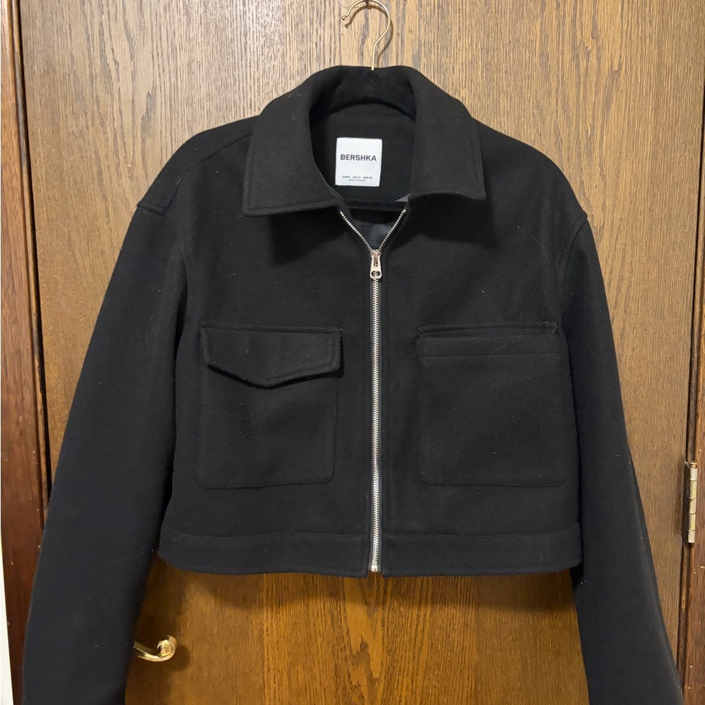 Bershka Black Wool-Blend Jacket